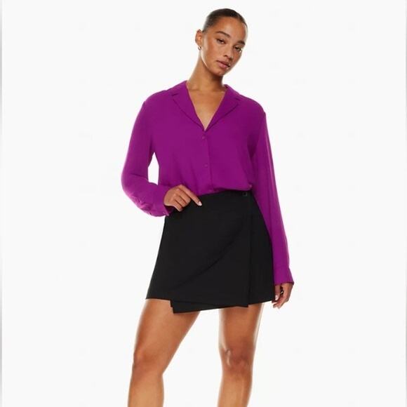 NWT Babaton Monocle Button Up Long Sleeve Shirt in Ube Purple Size XS - Picture 1 of 8